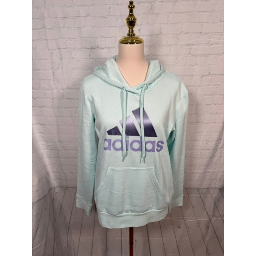 Adidas‎ Mint Green Purple Logo Pullover Hoodie Women's Medium M EUC